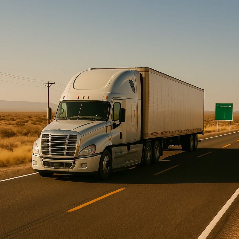semi truck driving down a highway