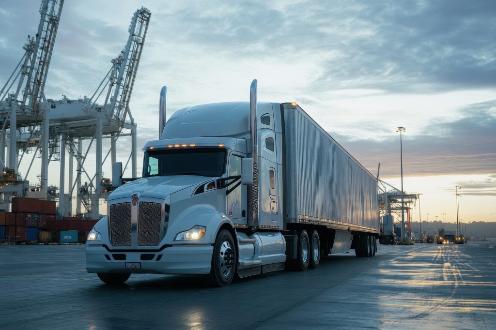 truck driving on a loading dock
